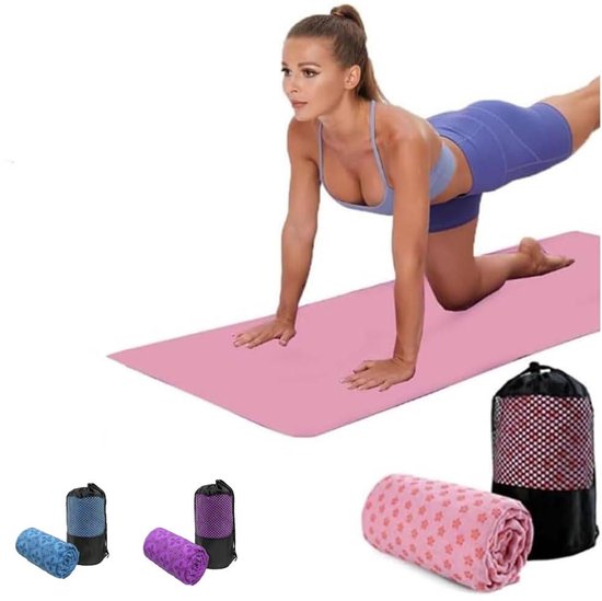 Yoga towel - Yoga towel - Yoga towel - Moisture-regulating and non-slip - Yoga towel - Quick-drying yoga mat fabric - Breathable yoga mat with mesh storage bag - Suitable for hot yoga