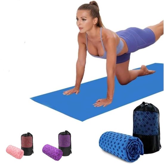 Yoga towel - Moisture-regulating and non-slip - Yoga towel - Quick-drying yoga mat fabric - Breathable yoga mat with mesh storage bag - Suitable for hot yoga