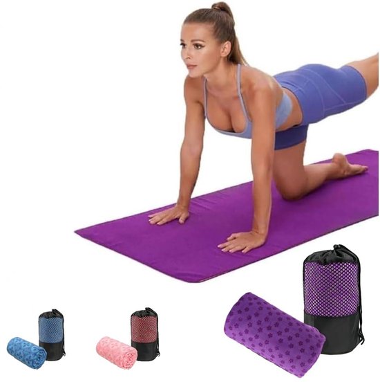 Yoga towel - Yoga towel - Yoga towel - Moisture-regulating and non-slip - Yoga towel - Quick-drying yoga mat fabric - Breathable yoga mat with mesh storage bag - Suitable for hot yoga