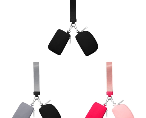 3/2/1PCS Keychain Wallet Mini Zip Around Wristlet Wallets For Women Detachable Dual Pouch Wristlet Portable Coin Purse Small Wallets For Travel Sports Outdoors G-Black 1PCS & Grey 1PCS & Watermelon Red 1PCS