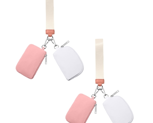 3/2/1PCS Keychain Wallet Mini Zip Around Wristlet Wallets For Women Detachable Dual Pouch Wristlet Portable Coin Purse Small Wallets For Travel Sports Outdoors Pink 2PCS