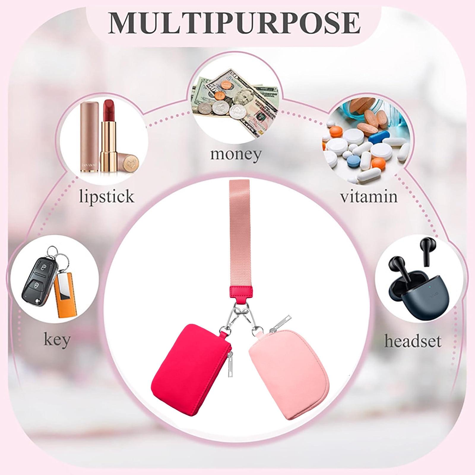 3/2/1PCS Keychain Wallet Mini Zip Around Wristlet Wallets For Women Detachable Dual Pouch Wristlet Portable Coin Purse Small Wallets For Travel Sports Outdoors Purple 1PCS & Grey 1PCS & Mint Green 1PCS
