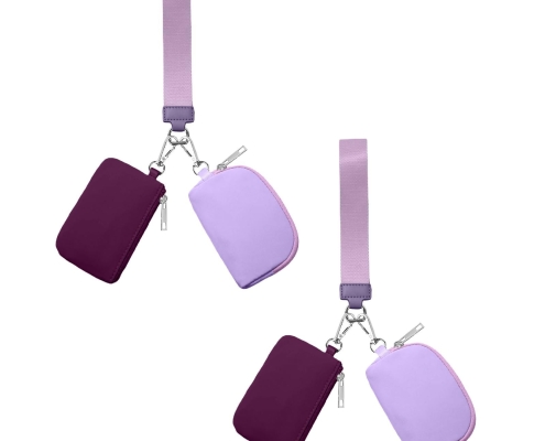 3/2/1PCS Keychain Wallet Mini Zip Around Wristlet Wallets For Women Detachable Dual Pouch Wristlet Portable Coin Purse Small Wallets For Travel Sports Outdoors Purple 2PCS