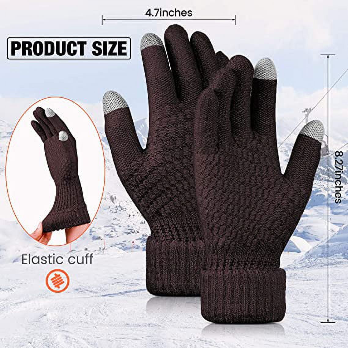 Dalrosia Women's Winter Touch Screen Gloves Warm Fleece Lined Knit Gloves Elastic Cuff Winter Texting Gloves Yellow
