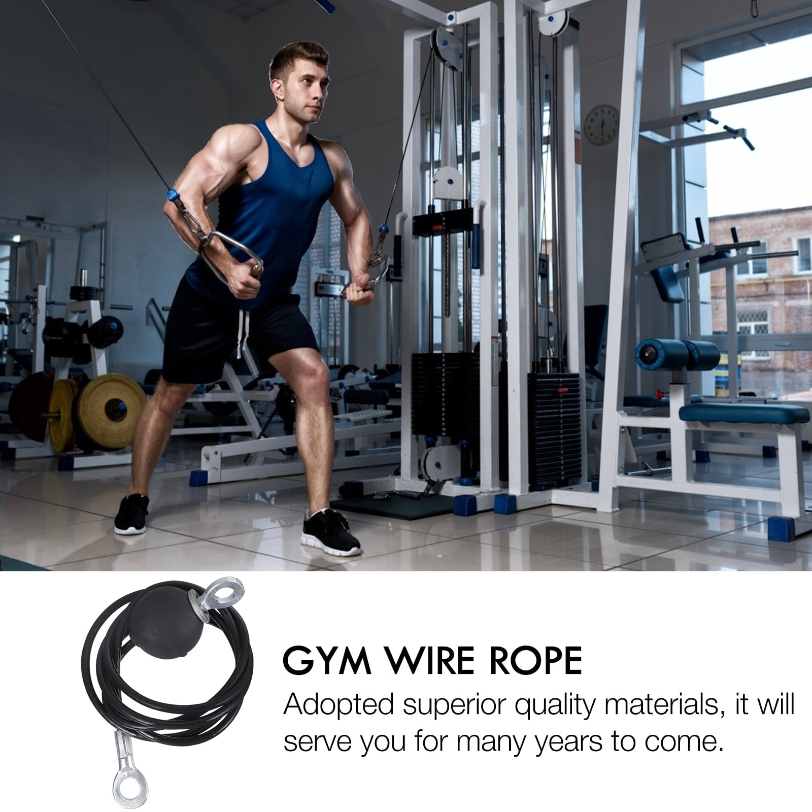 Ortofally Fitness Replacement Cable Exercising Wire Rope Heavy Duty Gym Cable for Pulley Home Gym Accessories 1.4M 140X0.5X0.5cm Assorted Color