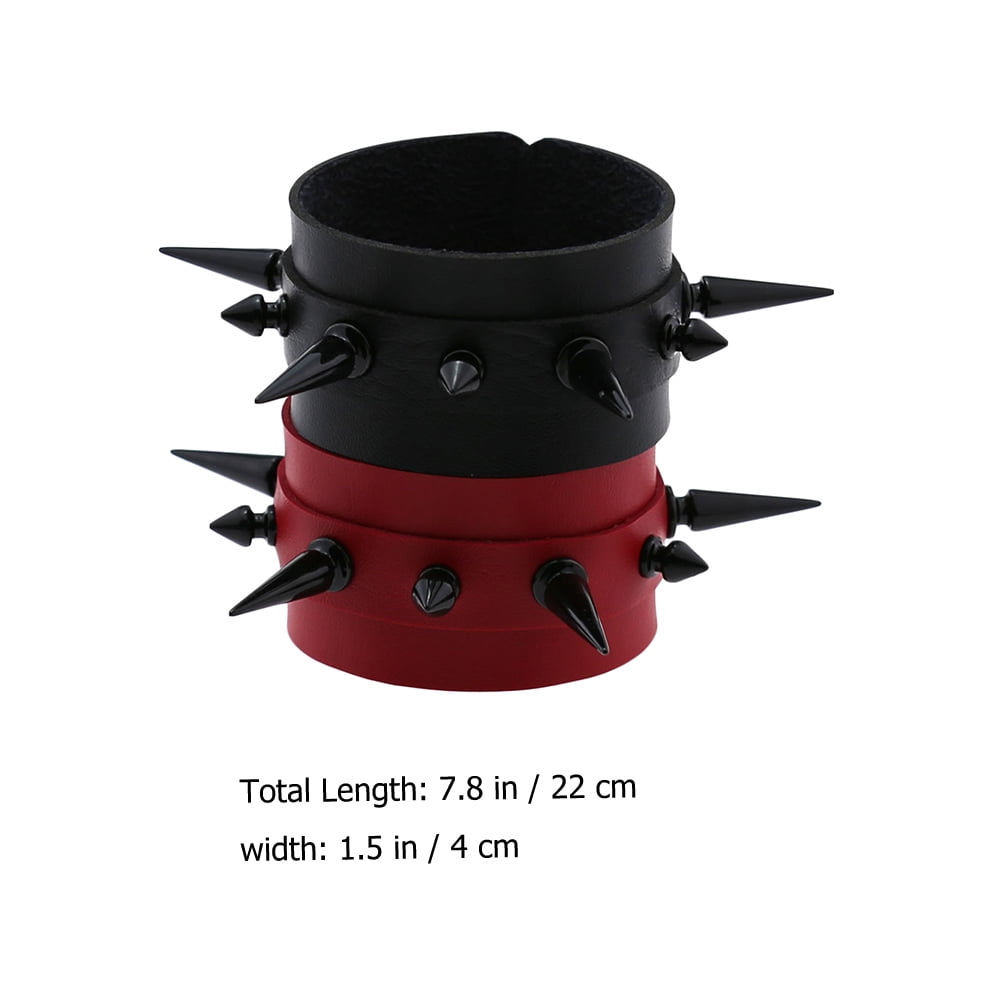 PATKAW 2-Pack Adjustable Punk Bracelets with Spiked