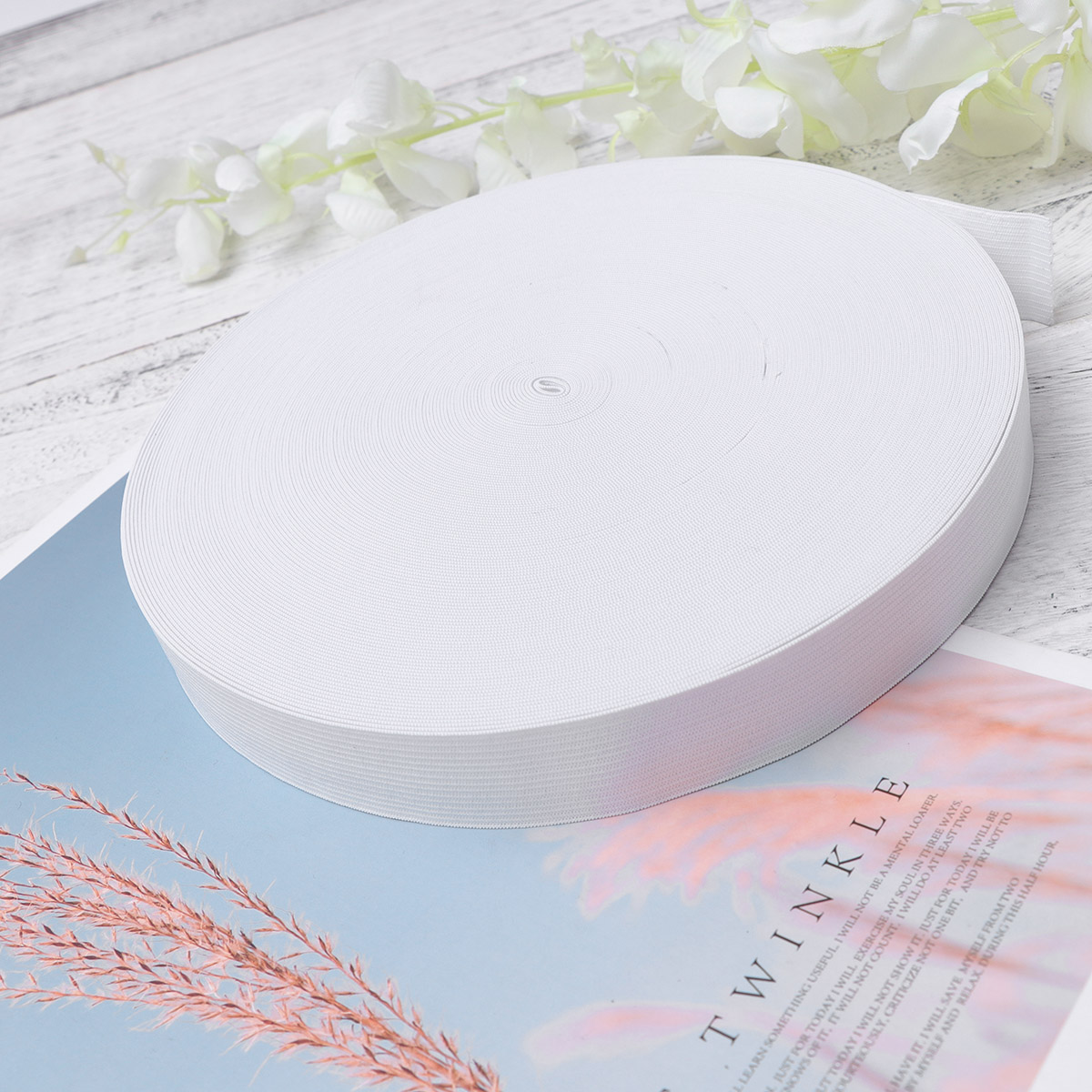 HOOWIFFY White Sewing Basting Tape for Elastic Band