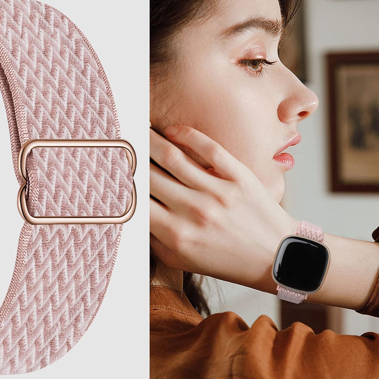 Nylon Case - Adjustable Nylon Sports Wristband Compatible with Fitbit Versa 4/Versa 3/Sense
