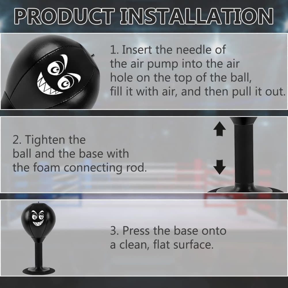Boxing Ball for Desk - Stress Reducing Boxing Ball with Suction Cup