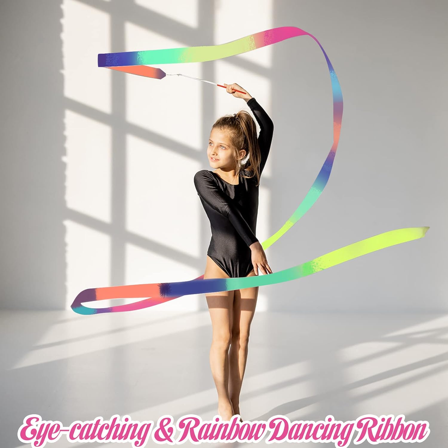 2Pcs Ribbon wands Rainbow Dance for Kids