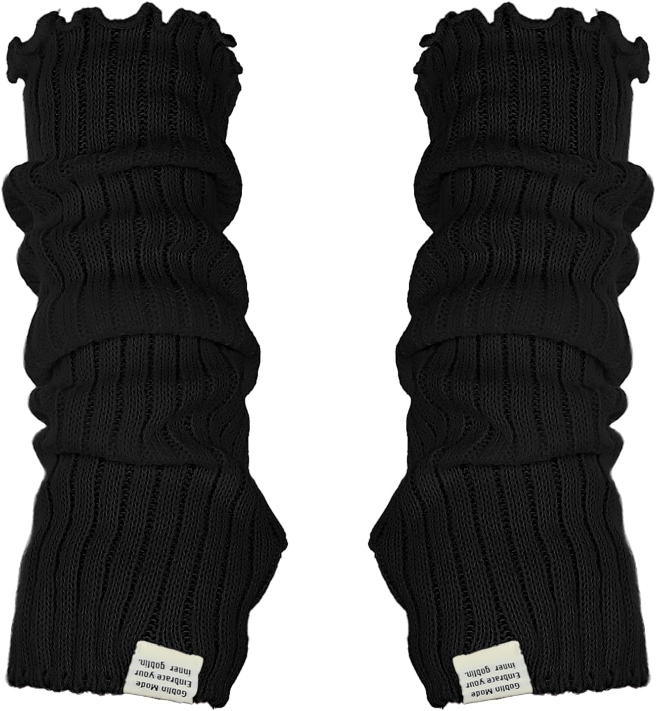 Black Arm Warmers Women Winter Long Black Cotton Fingerless Gloves Knit Mitten Elbow Length Gloves with Thumb Hole