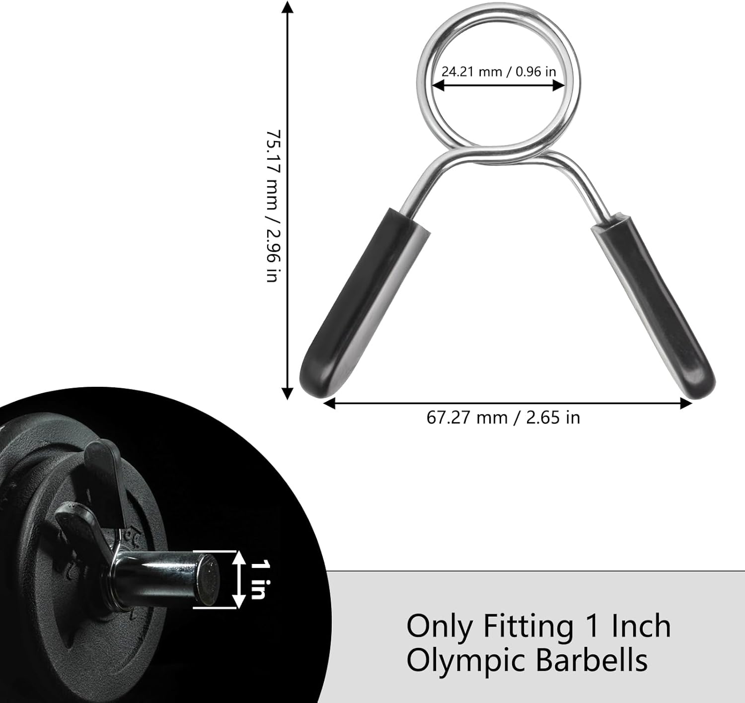 Spring Clip Collars 1 Inch Olympic Barbell Clamps Dumbbell Clips Weight Bar Clips for Weightlifting