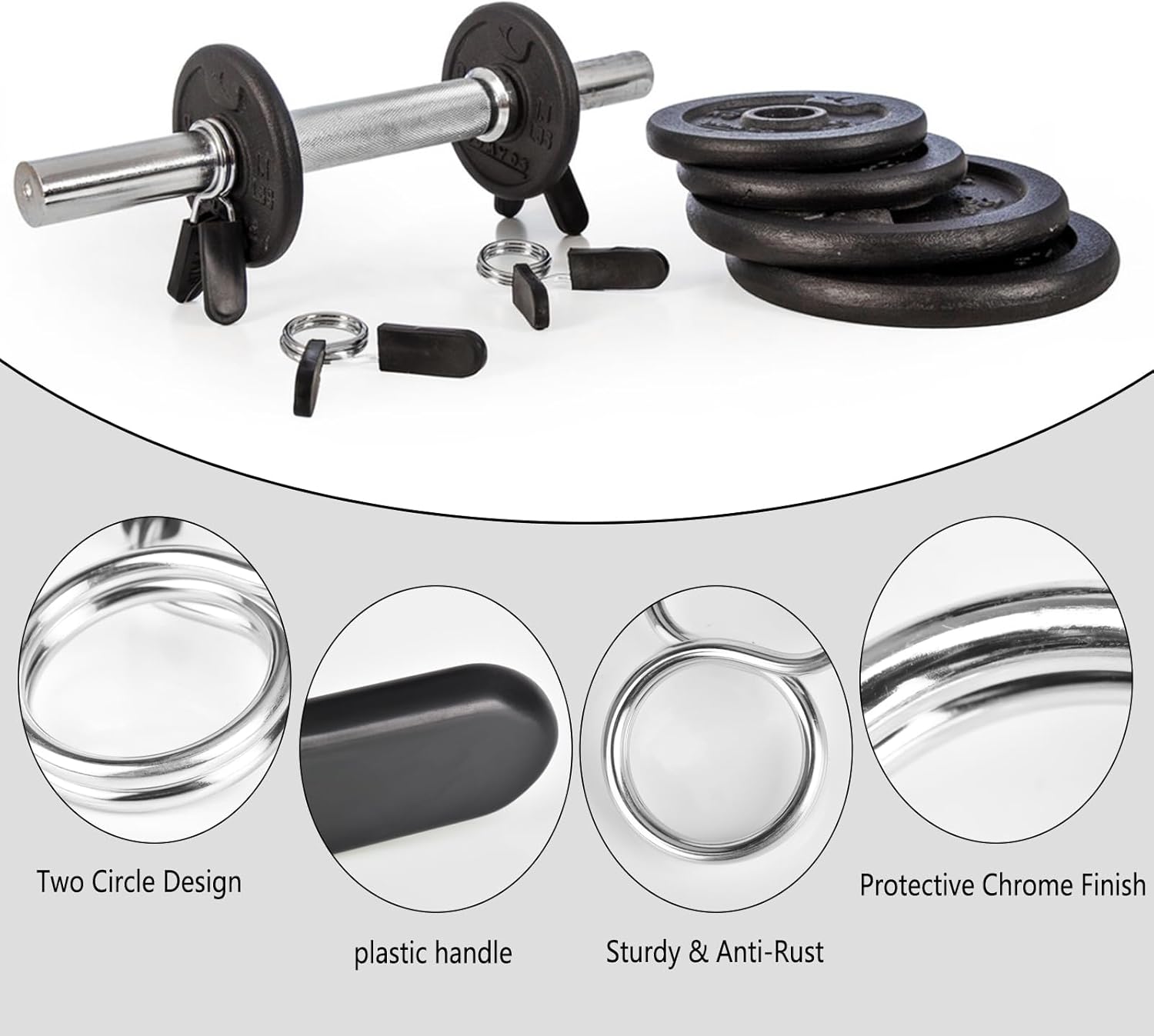 Spring Clip Collars 1 Inch Olympic Barbell Clamps Dumbbell Clips Weight Bar Clips for Weightlifting
