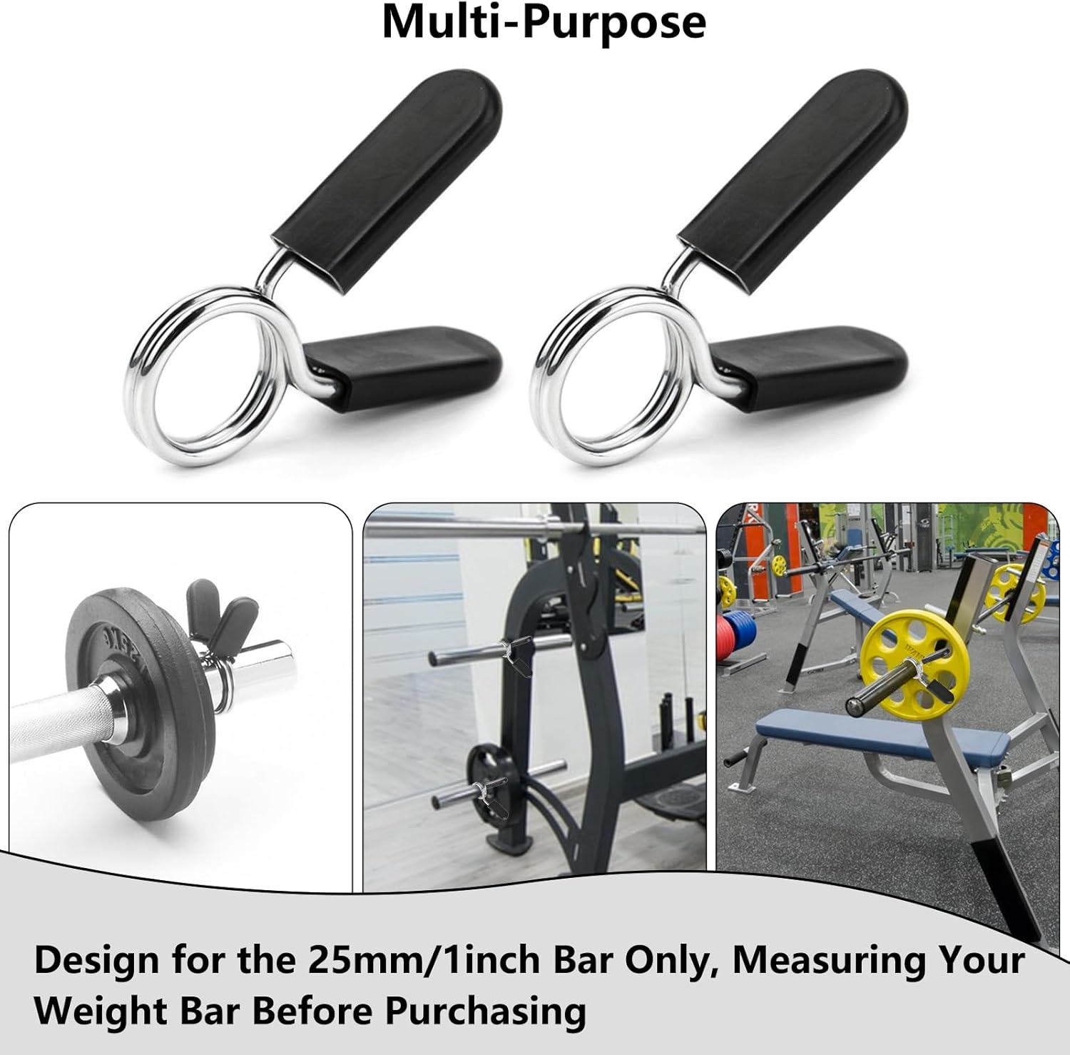 Spring Clip Collars 1 Inch Olympic Barbell Clamps Dumbbell Clips Weight Bar Clips for Weightlifting