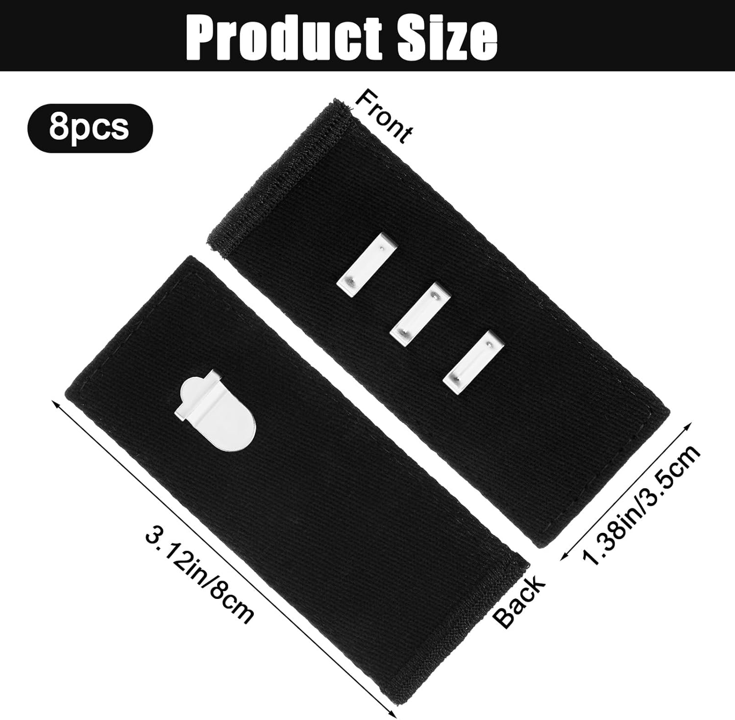 Xinjoduz 8 pcs Black Hook Waist Band Extenders