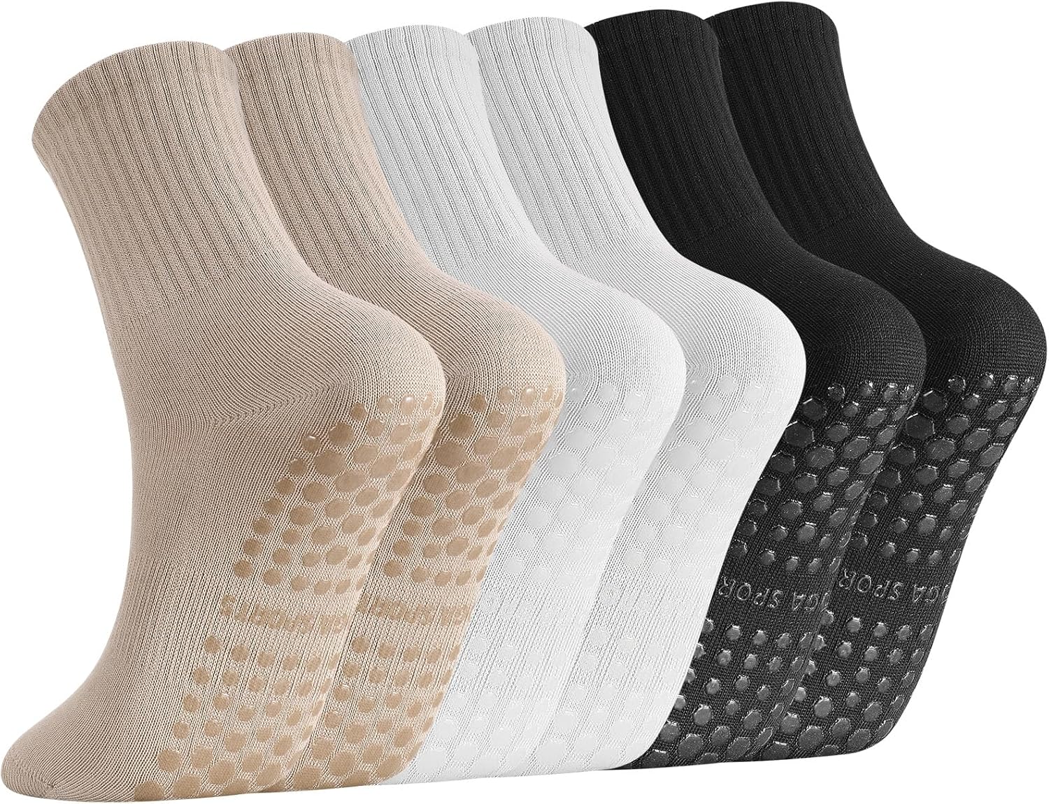 3 Pairs Non Slip Pilates Socks with Grips for Women