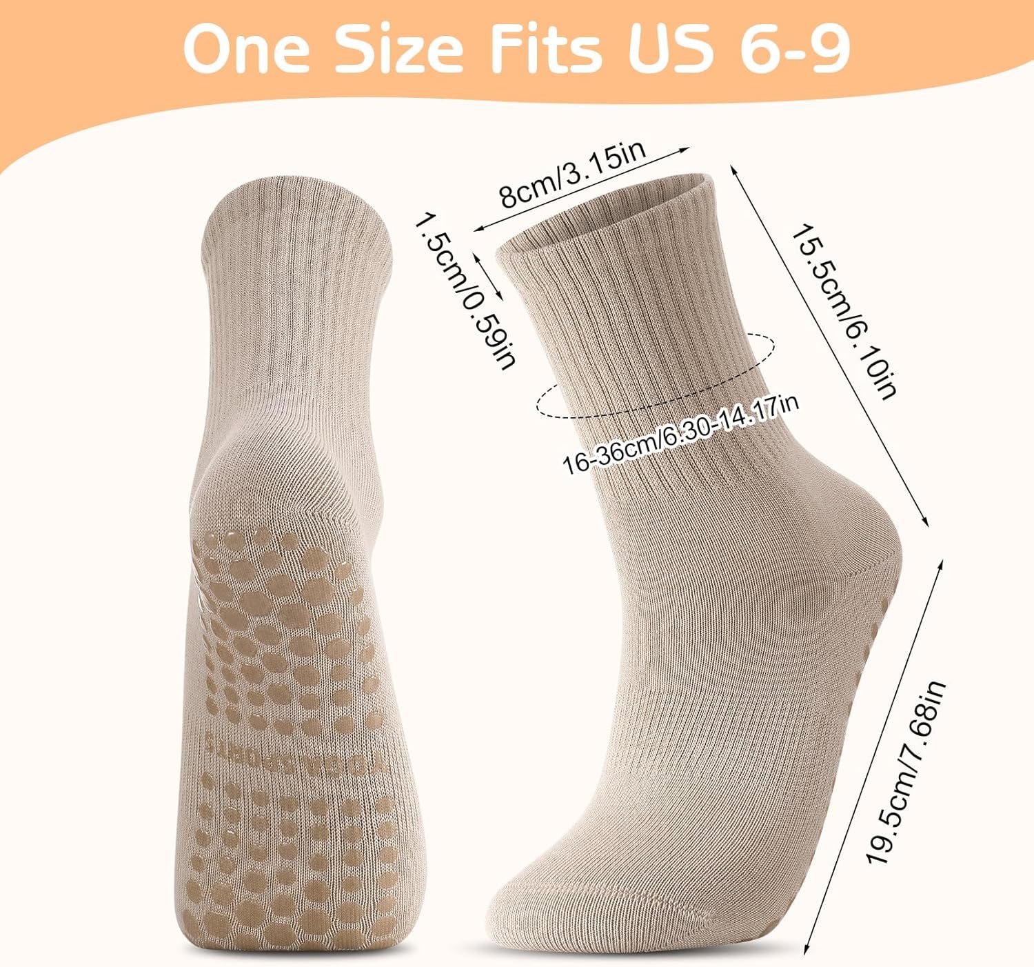 3 Pairs Non Slip Pilates Socks with Grips for Women