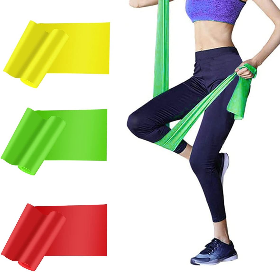 Resistance Bands Elastic Exercise Bands 3 Pack Physical Therapy Tension Band Recovery Band Workout Strength Training Bands for Women
