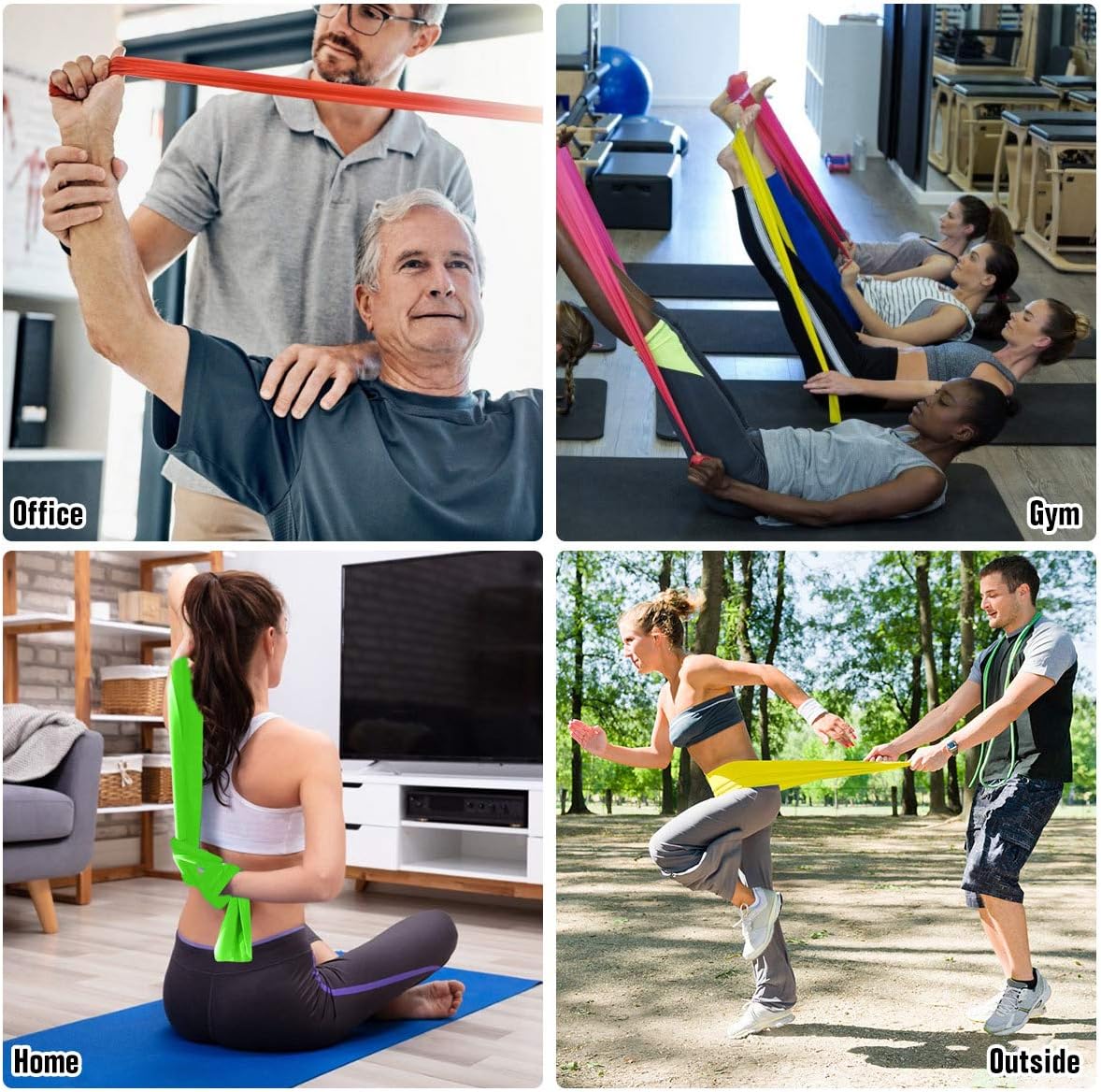 Resistance Bands Elastic Exercise Bands 3 Pack Physical Therapy Tension Band Recovery Band Workout Strength Training Bands for Women