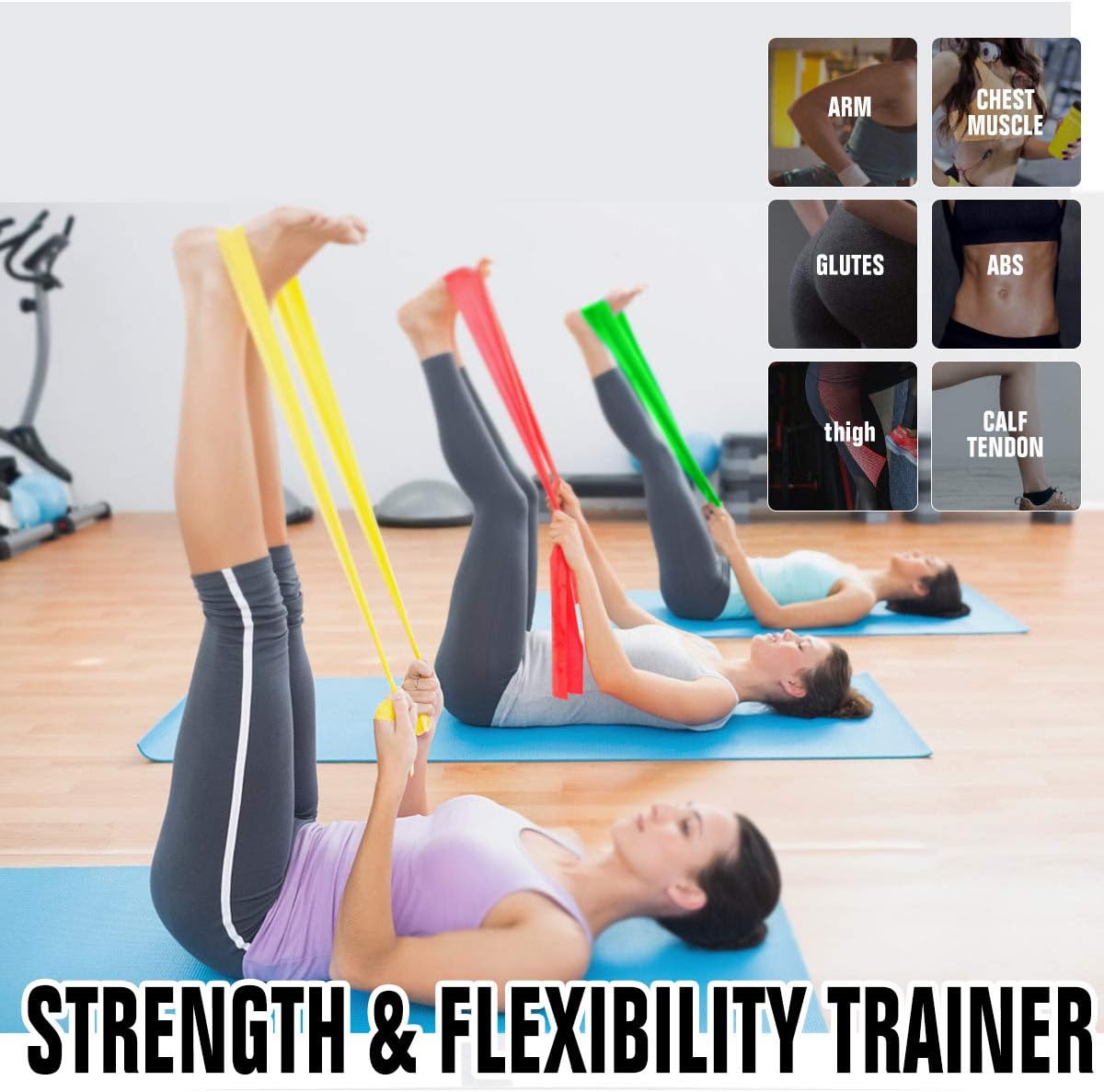 Resistance Bands Elastic Exercise Bands 3 Pack Physical Therapy Tension Band Recovery Band Workout Strength Training Bands for Women
