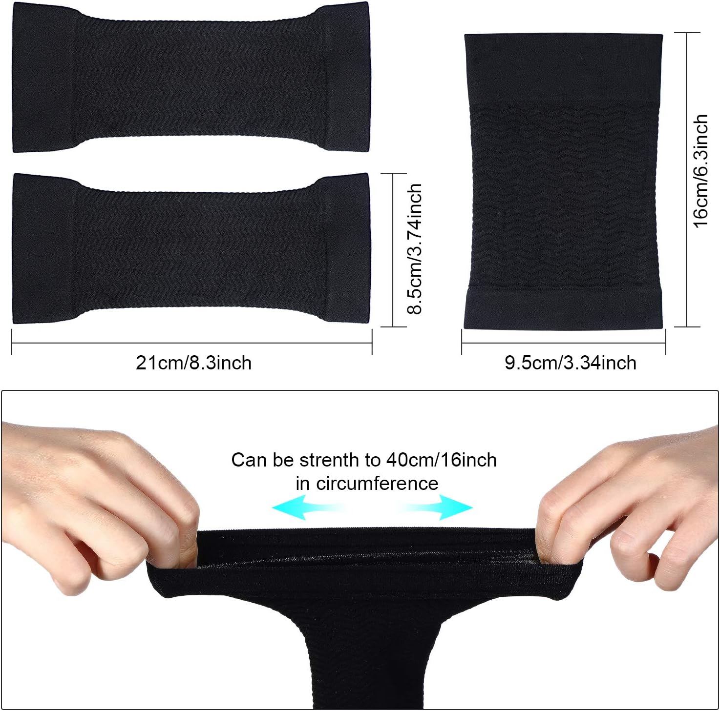 2 Pairs Women Arm Shapers Plus Size Slimming Compression Sleeve Slim Upper Flabby Arm Wrap and 1 Pair Calf Compression Sleeves