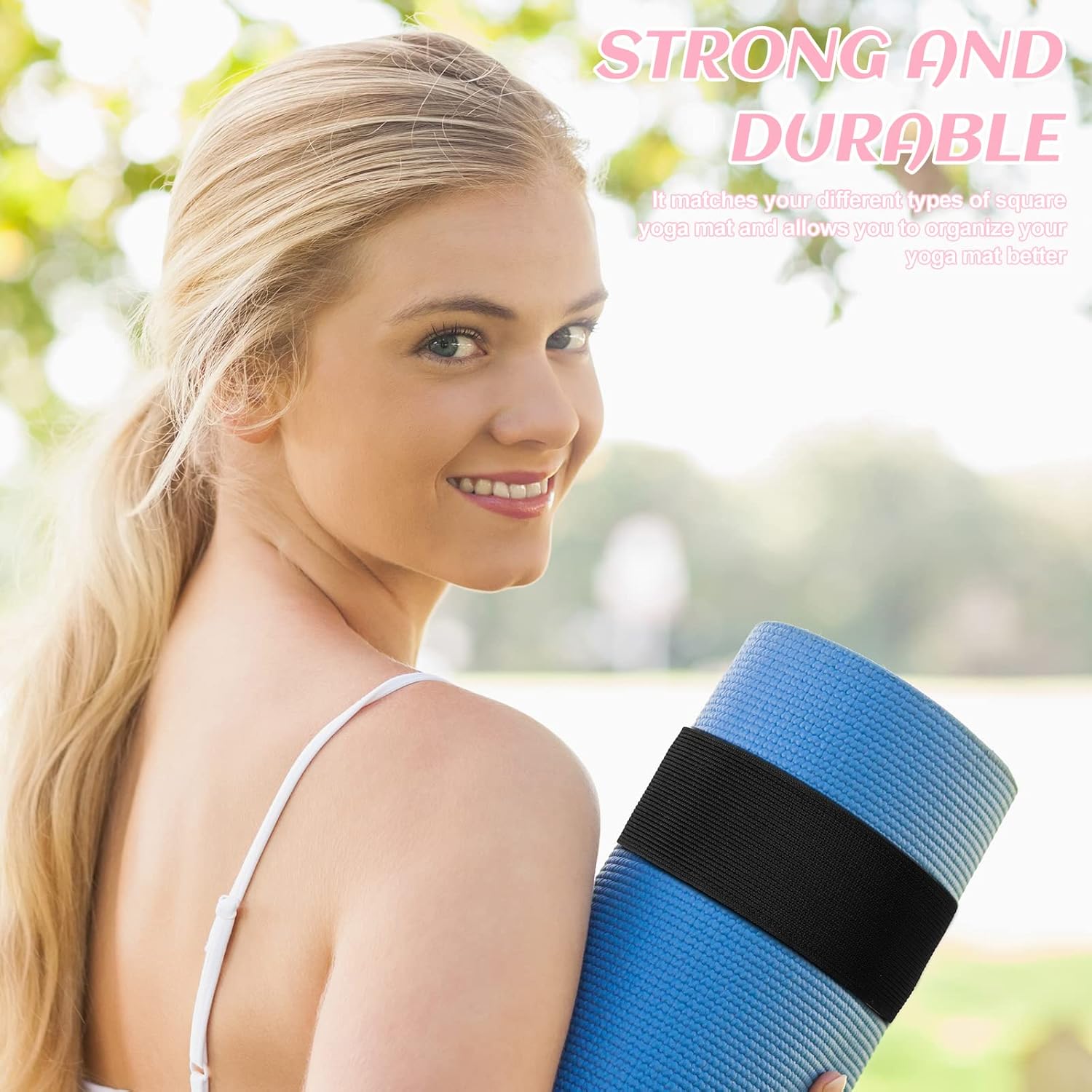 4 Pcs Nylon Yoga Mat Strap Stretchable Holder Straps Heavy Duty Bungee Straps Band Adjustable Carrying Strap for Exercise Workout Pilates Yoga Mat Storage Gym