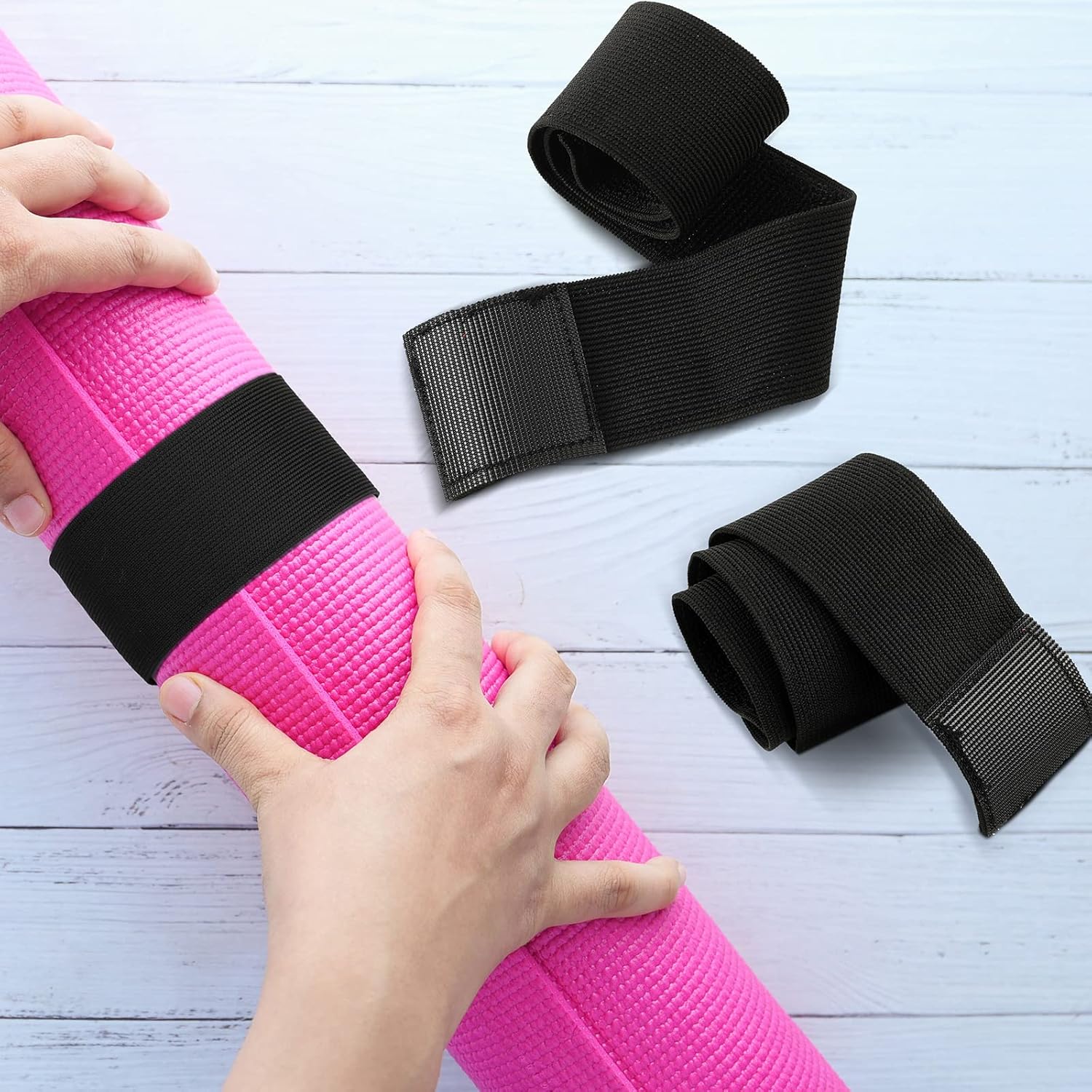 4 Pcs Nylon Yoga Mat Strap Stretchable Holder Straps Heavy Duty Bungee Straps Band Adjustable Carrying Strap for Exercise Workout Pilates Yoga Mat Storage Gym