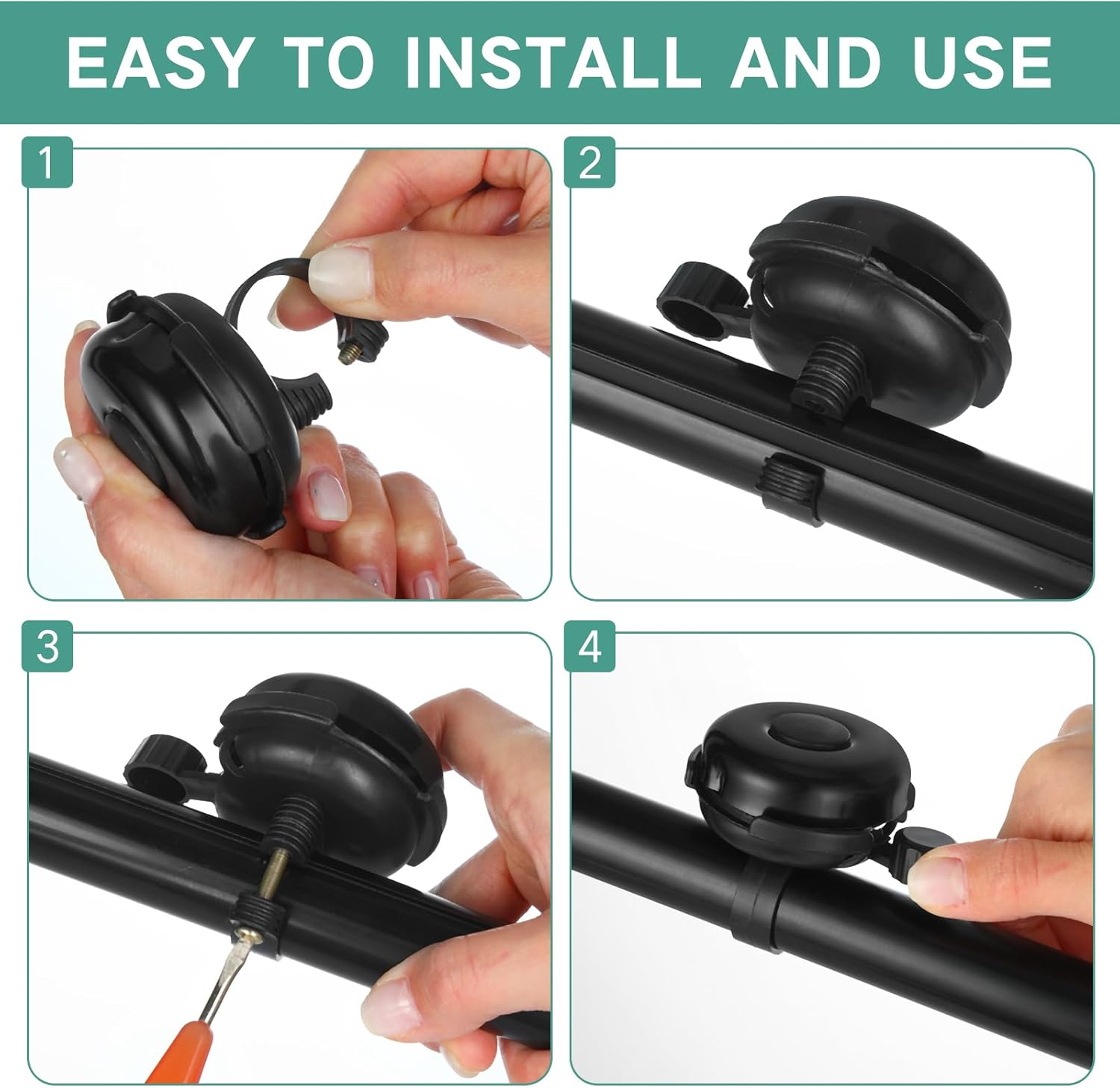 15 Pcs Classic Bike Bell Aluminum Bicycle Bell Loud Crisp Clear Sound Bike Accessories Easy Installation for Adults Kids Girls Boys
