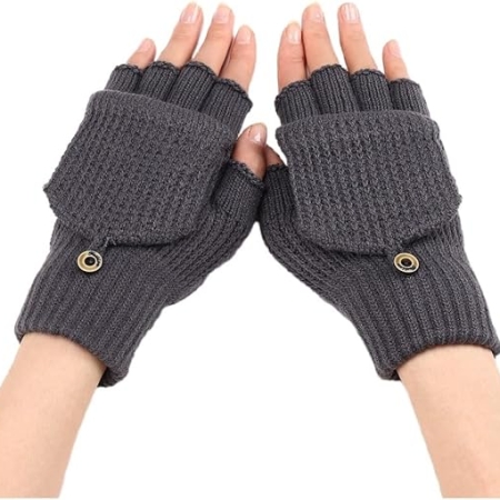 Women's Warm Fingerless Gloves - 1 Pair - Dark Grey Women's Warm Fingerless Gloves - 1 Pair - Dark Grey