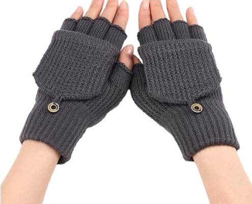 Women's Warm Fingerless Gloves - 1 Pair - Dark Grey