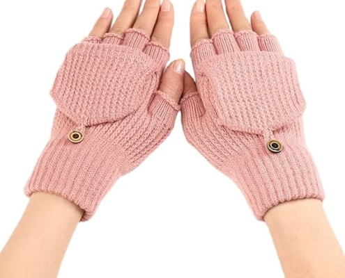 Women's Warm Fingerless Gloves - Pink - 1 Pair