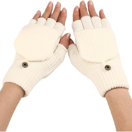 Women's Warm Fingerless Gloves - 1 Pair - White Women's Warm Fingerless Gloves - 1 Pair - White