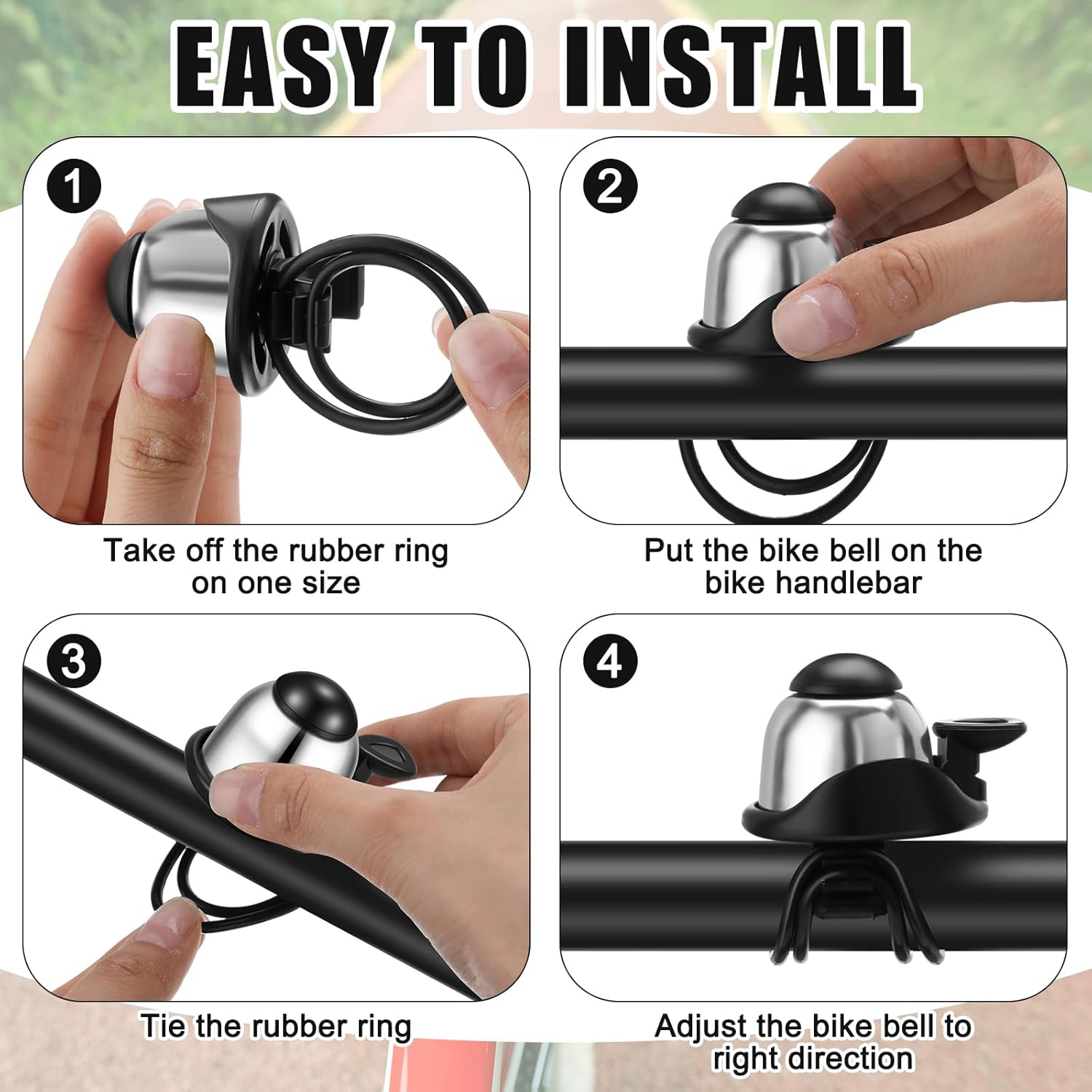 2 Pack Bicycle Bell - Compact & Loud - Mini Bike Bell for Road Bike Mountain Bike E-Bike - Silver