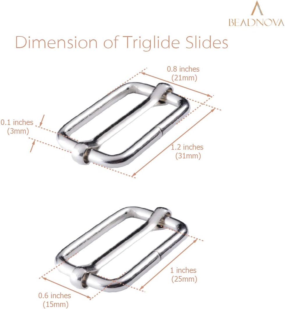 Adjtable Slide Buckle 1 Inch Triglide Slides Metal Webbing Slider For Strap Belt Backpack Handbag DIY (10 Pieces