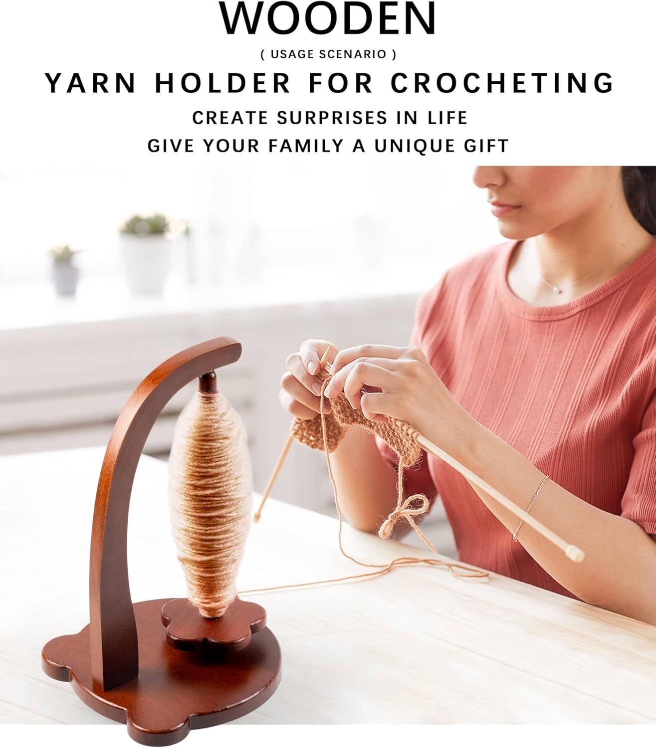 Magnetic Yarn Holder for Crocheting with Bear Shape– 360° Spinning Spindle for Tangle-Free Yarn Ball Holder Spinner