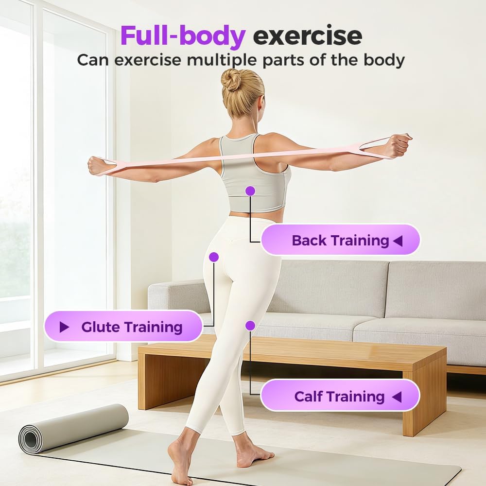 Figure 8 Resistance Bands for Women & Men - 35LB Silicone Pull Rope with Non-Slip Handles