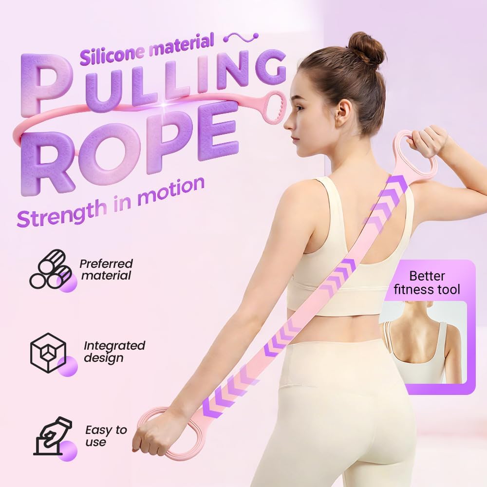 Figure 8 Resistance Bands for Women & Men - 35LB Silicone Pull Rope with Non-Slip Handles