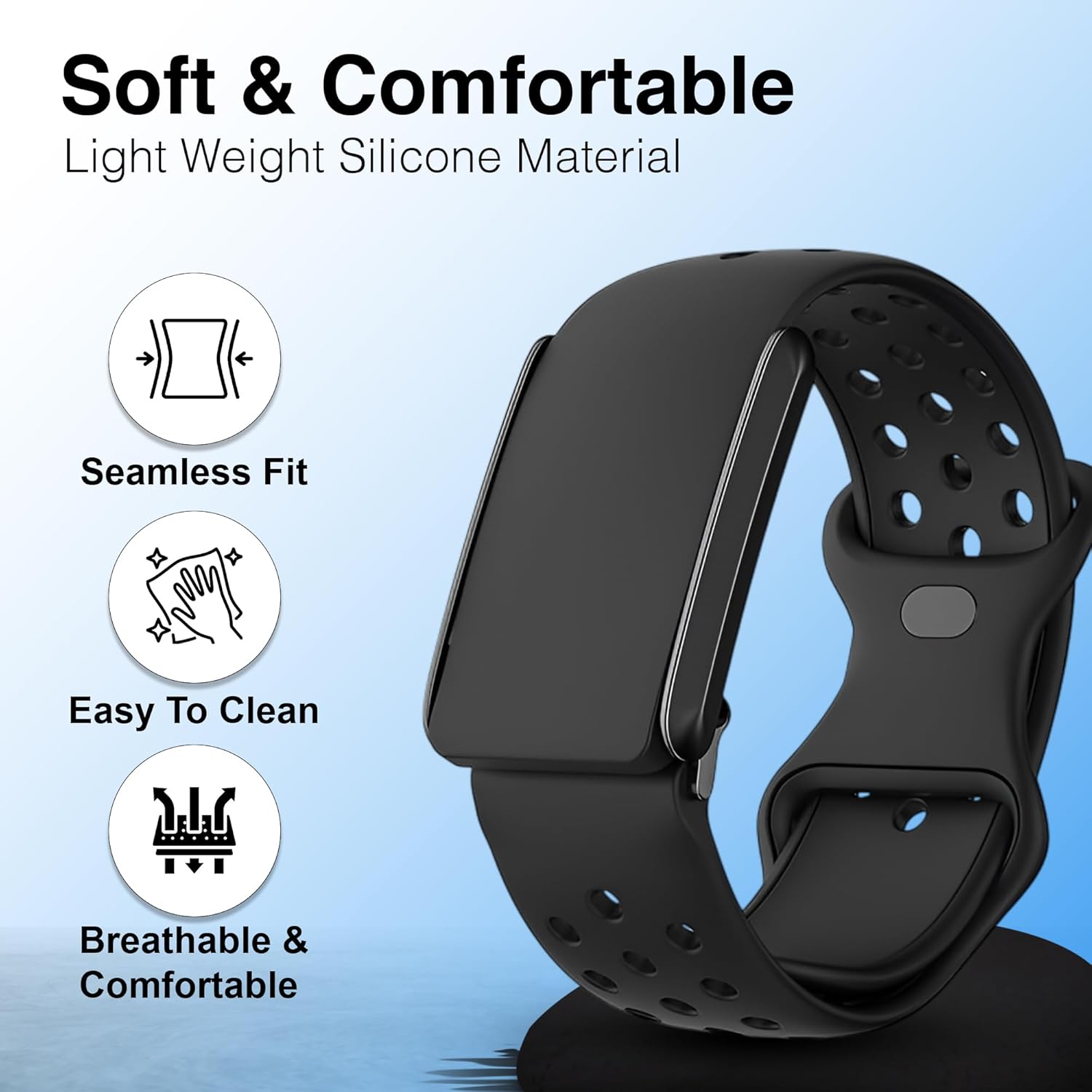 Silicone Replacement Band Compatible with WHOOP 4.0 – Adjtable Sport Strap for WHOOP Fitness Tracker – Breathable