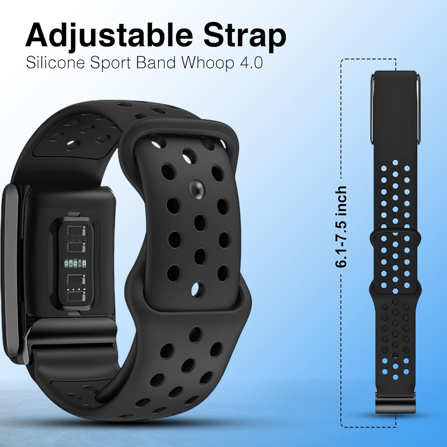 Silicone Replacement Band Compatible with WHOOP 4.0 – Adjtable Sport Strap for WHOOP Fitness Tracker – Breathable