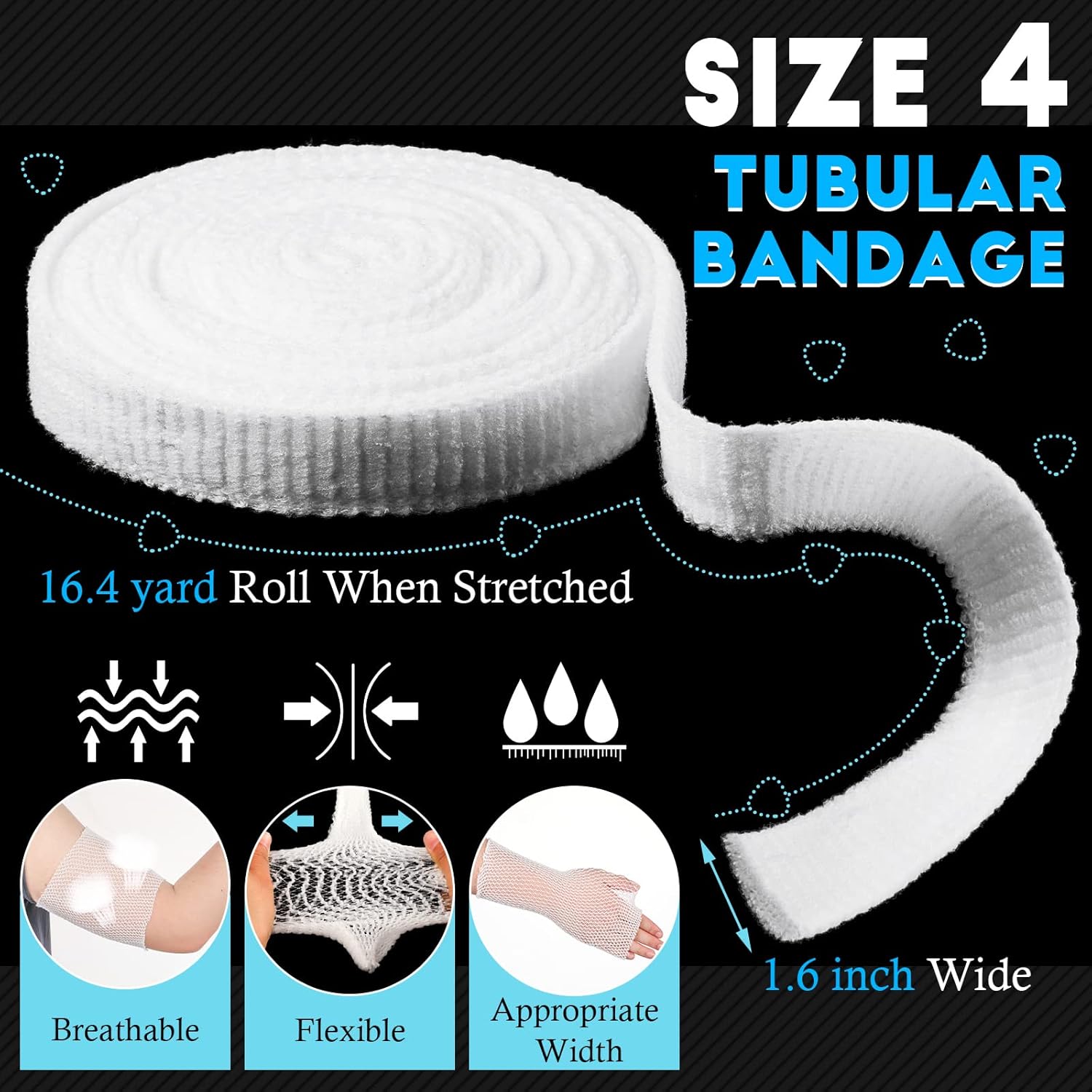 2 Rolls Tubular Bandage Elastic Net Wound Dressing Stretch Dressing Retainer Tubular Elastic Gauze Bandage for Wound Arm