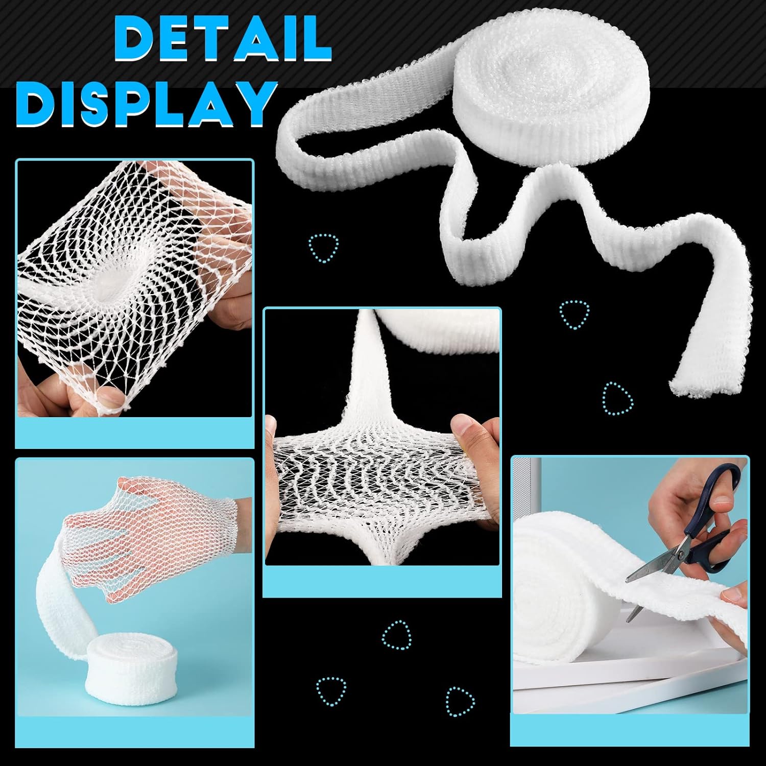 2 Rolls Tubular Bandage Elastic Net Wound Dressing Stretch Dressing Retainer Tubular Elastic Gauze Bandage for Wound Arm