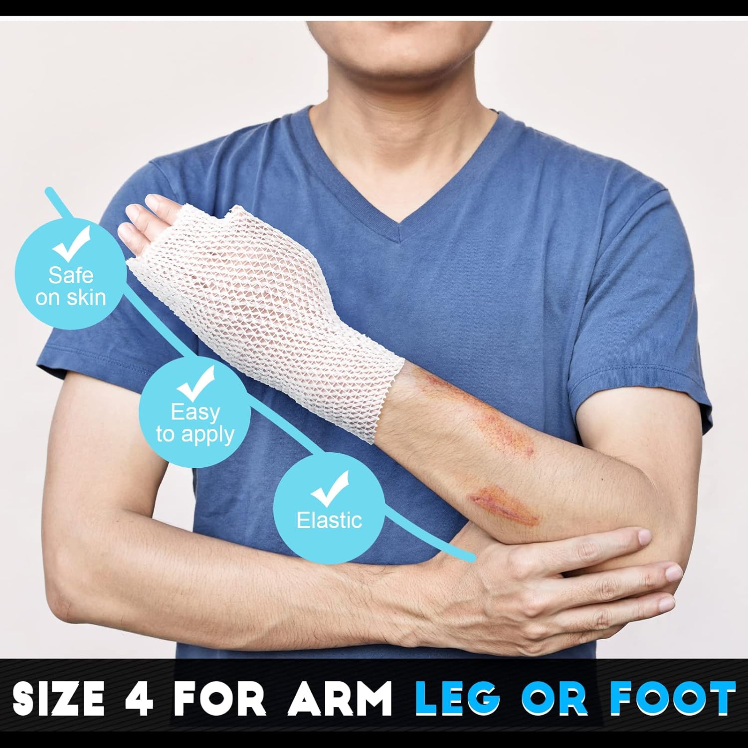2 Rolls Tubular Bandage Elastic Net Wound Dressing Stretch Dressing Retainer Tubular Elastic Gauze Bandage for Wound Arm