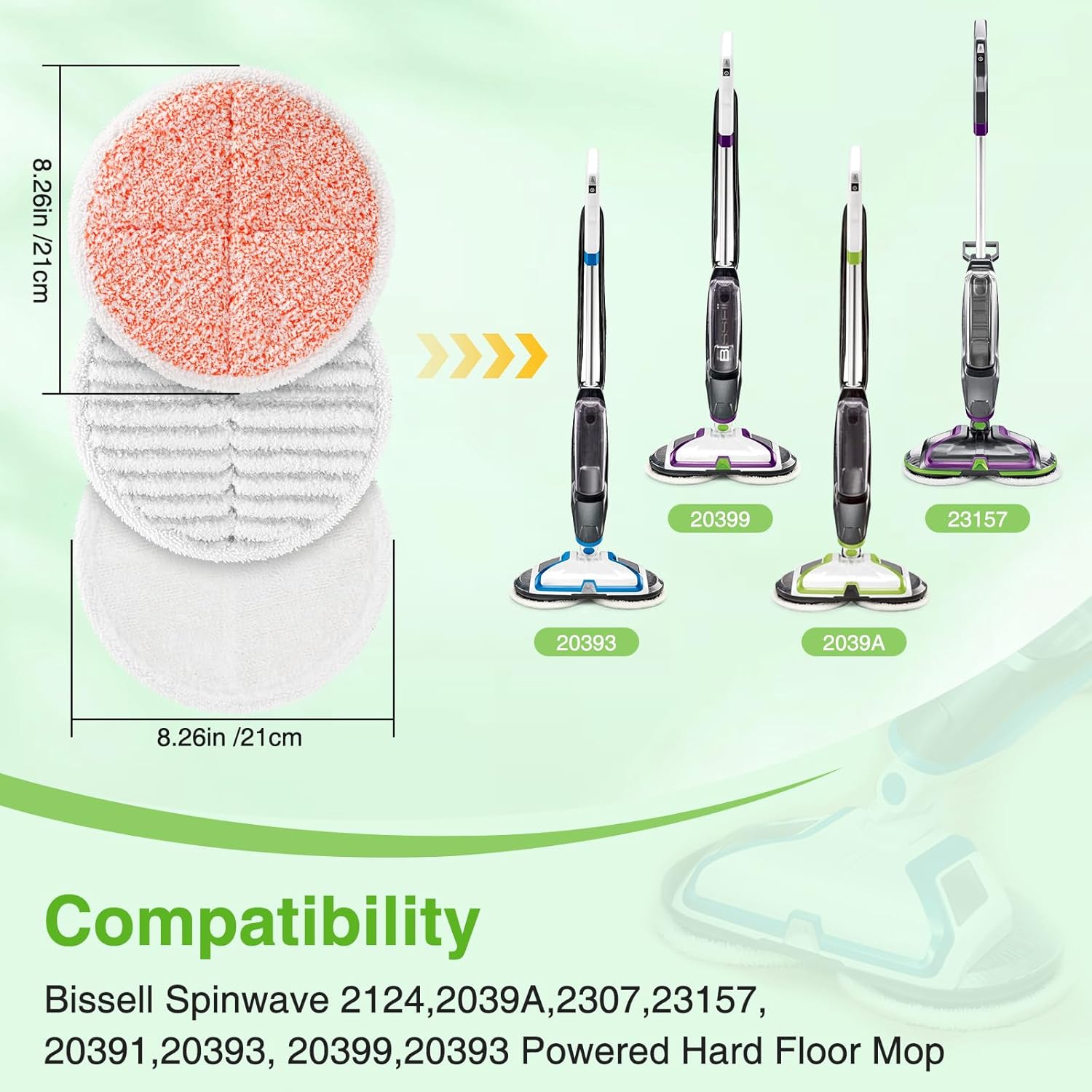 8 Pack Mop Pads Replacement Compatible with Bissell Spinwave 2124