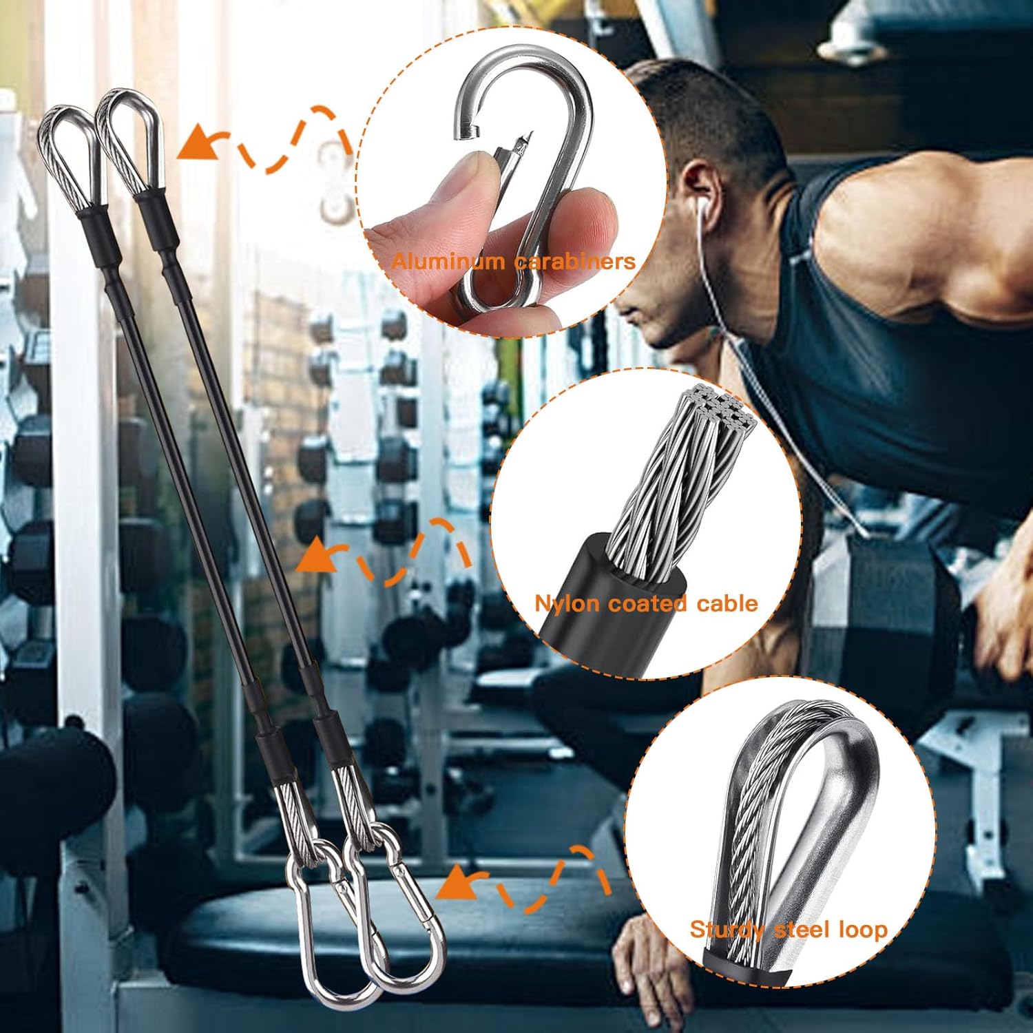 2PCS Gym Cable Extension