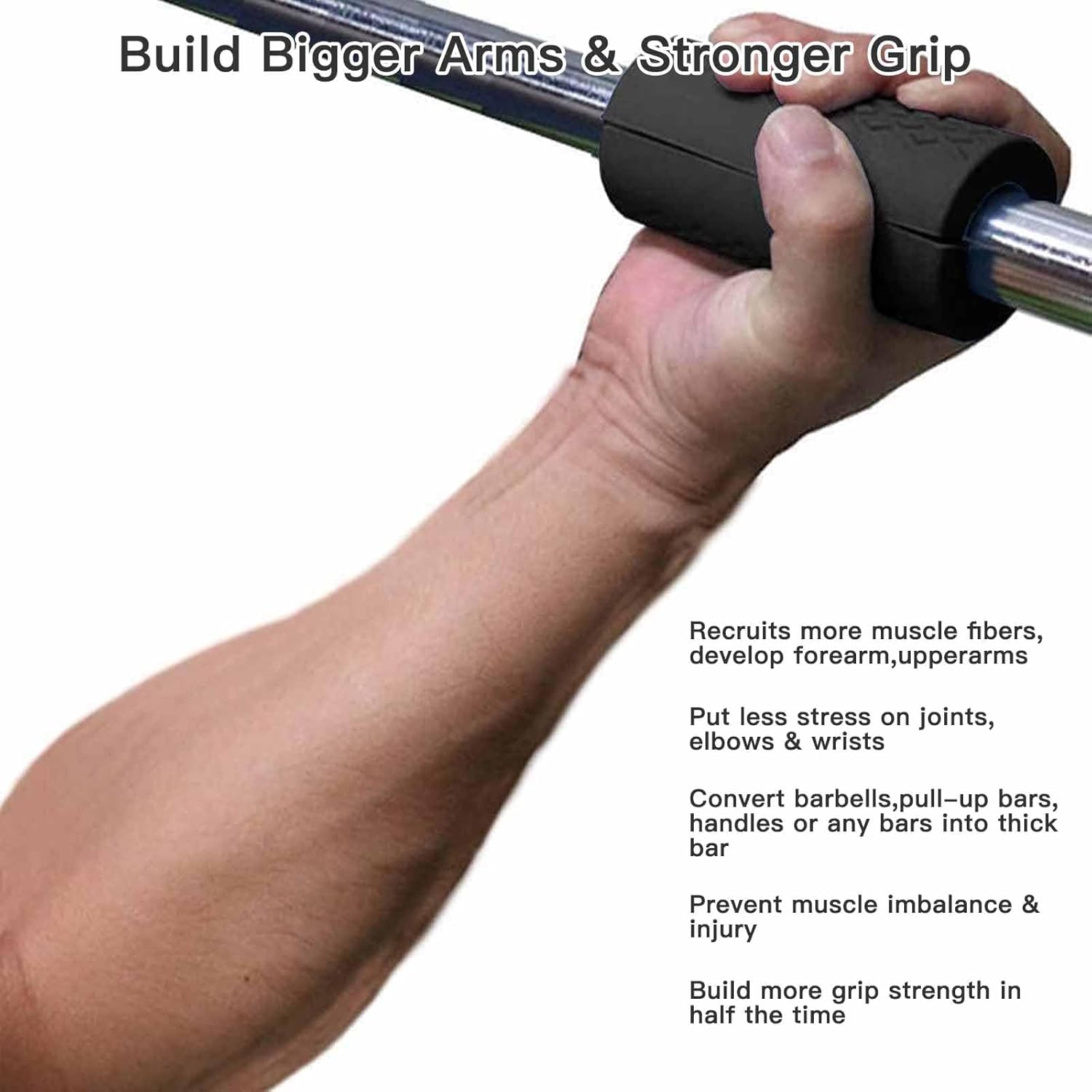 Thick Dumbbell & Barbell Grips for Weightlifting - High-Density Silicone Rubber