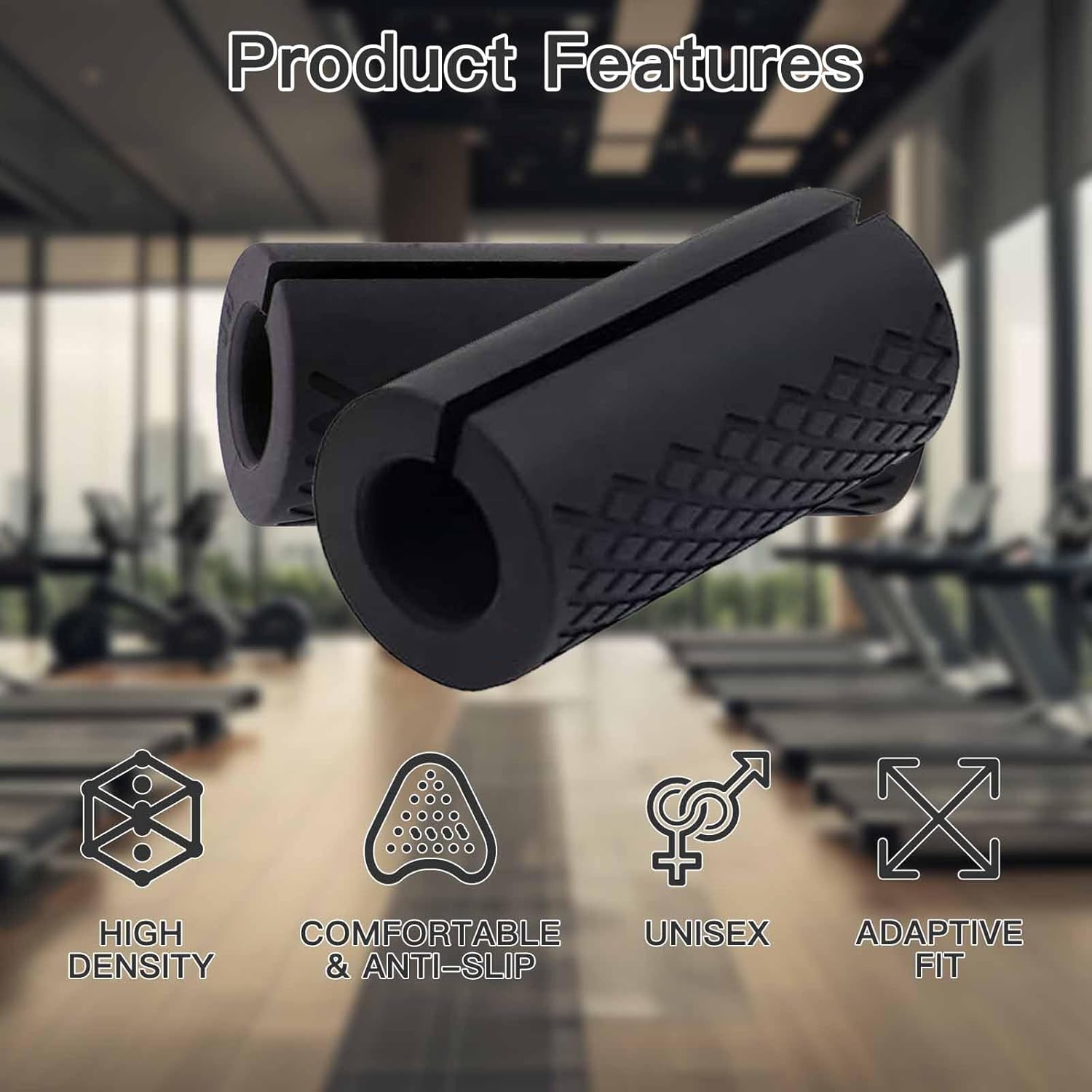 Thick Dumbbell & Barbell Grips for Weightlifting - High-Density Silicone Rubber