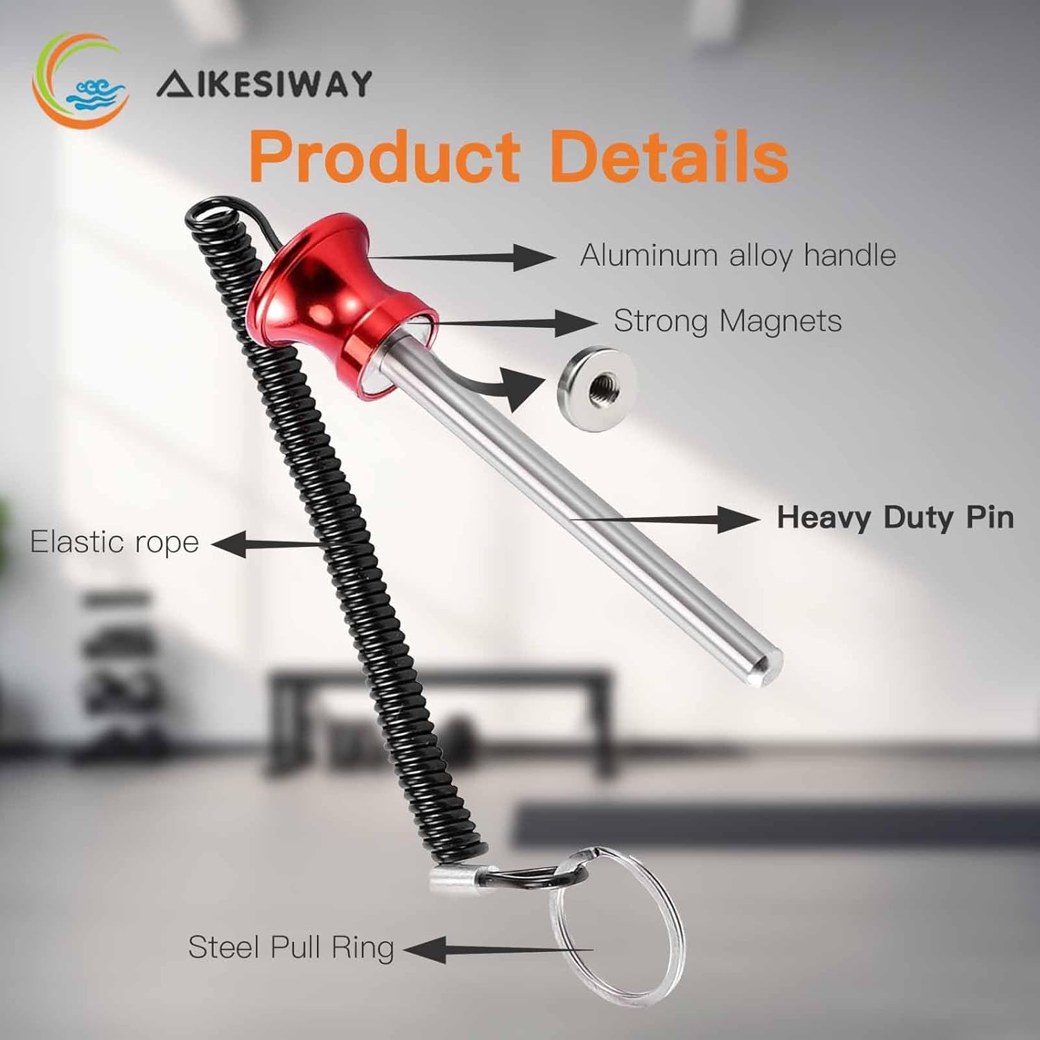 Universal Magnetic Weight Stack Pin with Pull Rope - Heavy Duty Gym for Machines