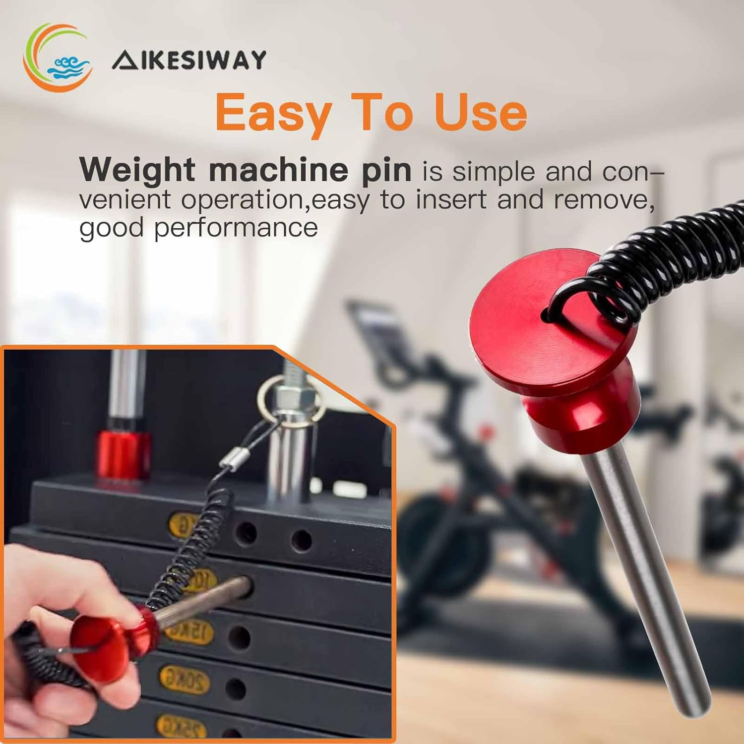 Universal Magnetic Weight Stack Pin with Pull Rope - Heavy Duty Gym for Machines