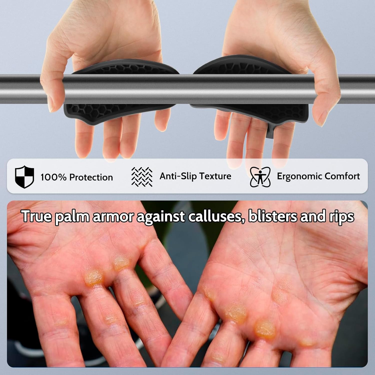 Weight Lifting Grips - Rubber Anti-Slip Workout Grips