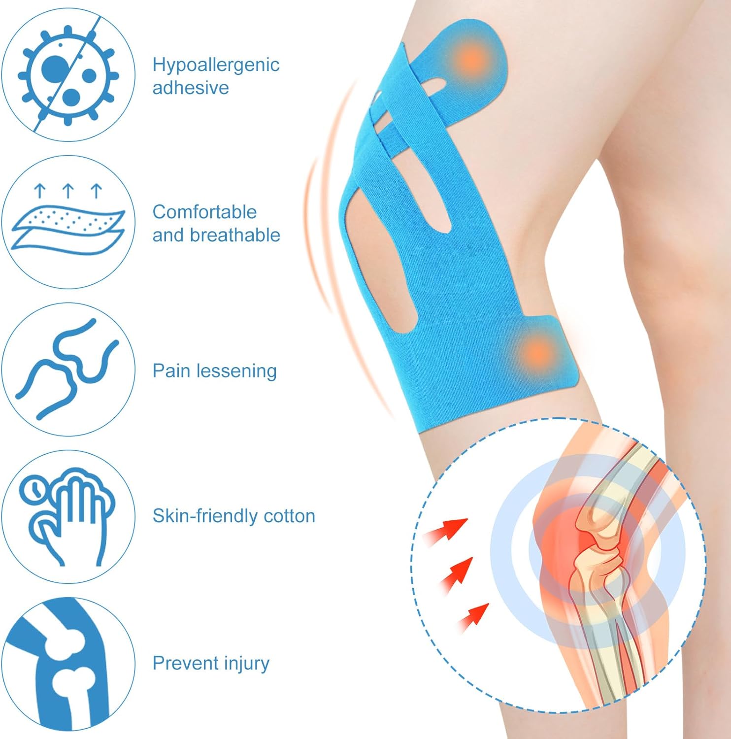 15pcs Precut Kinesiology Tape for Knees